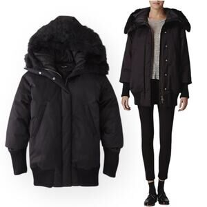 STEVEN ALAN Cocoon Puffer Jacket Lamb Shearling Fur Jacket Feather Down Relaxed